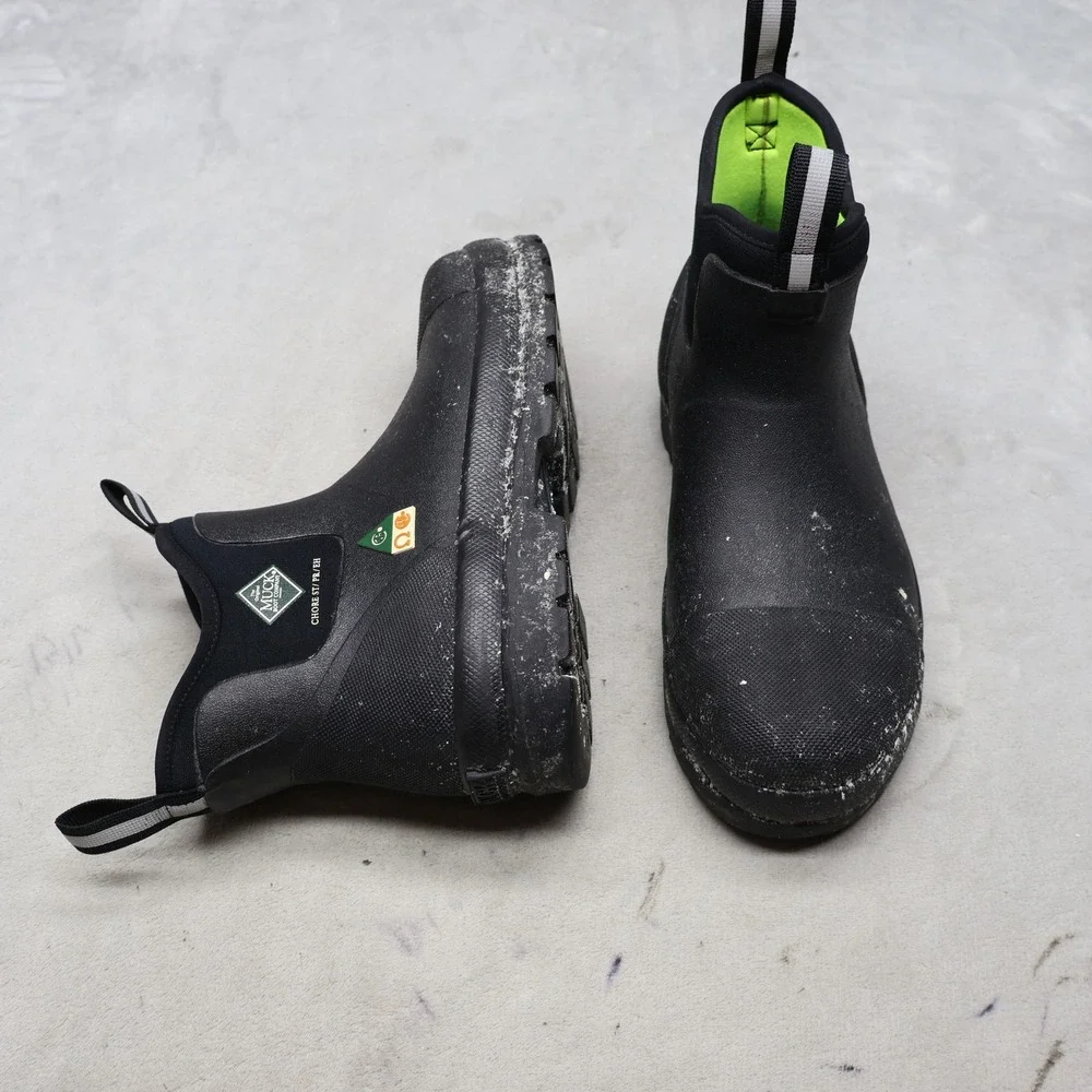 Muck Unisex M8 W9 Work Boots Black Rubber Steel Toe Waterproof Safety 010021